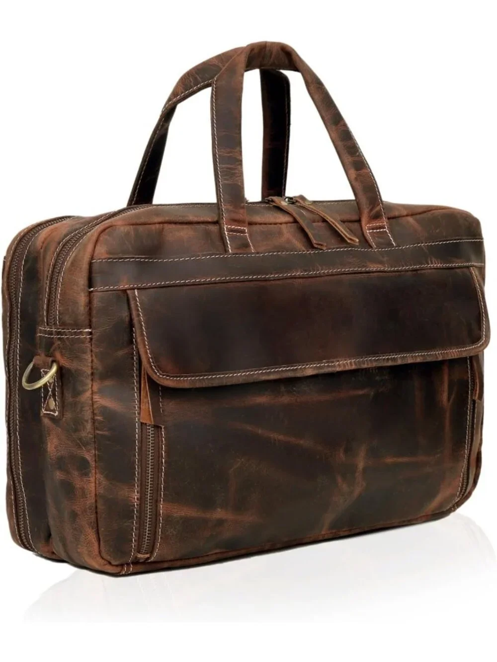 Handcrafted Full Grain Leather Briefcase for Men - Stylish Laptop Bag with